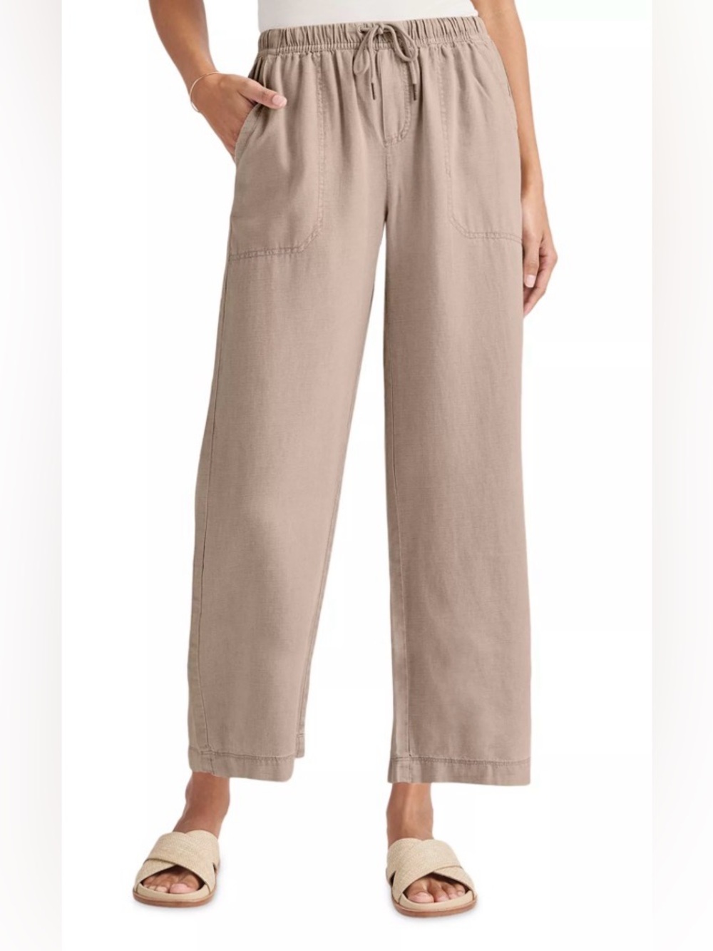 Splendid Taupe Wide-Leg Drawstring Pants